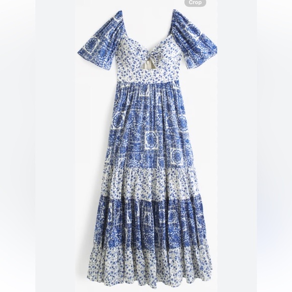 Abercrombie & Fitch Dresses & Skirts - ABERCROMBIE AND FITCH WOMENS BLUE FLORAL TIERED MAXI DRESS NEW SMALL TALL